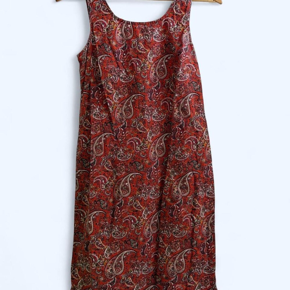 Vintage IndieBoho Y2K Babydoll Faded Glory Cotton Red Paisley Mini Dress Sz S